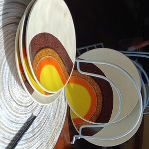 Retro Dinnerware Set with Yellow and Brown Design